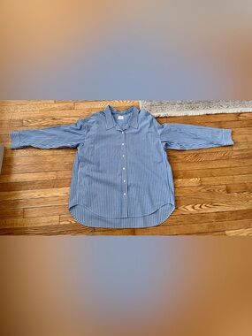 Aritzia Wilfred Striped Oversized 100% Cotton Button Down Shirt Size L
